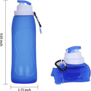 Collapsible Water Bottle(2 Count Portable Folding Bottle & Water Bottle with Clip for Backpack, Foldable Water Bottle BPA Free, Sport Bottle Water Squeeze Collapble Waterbottles